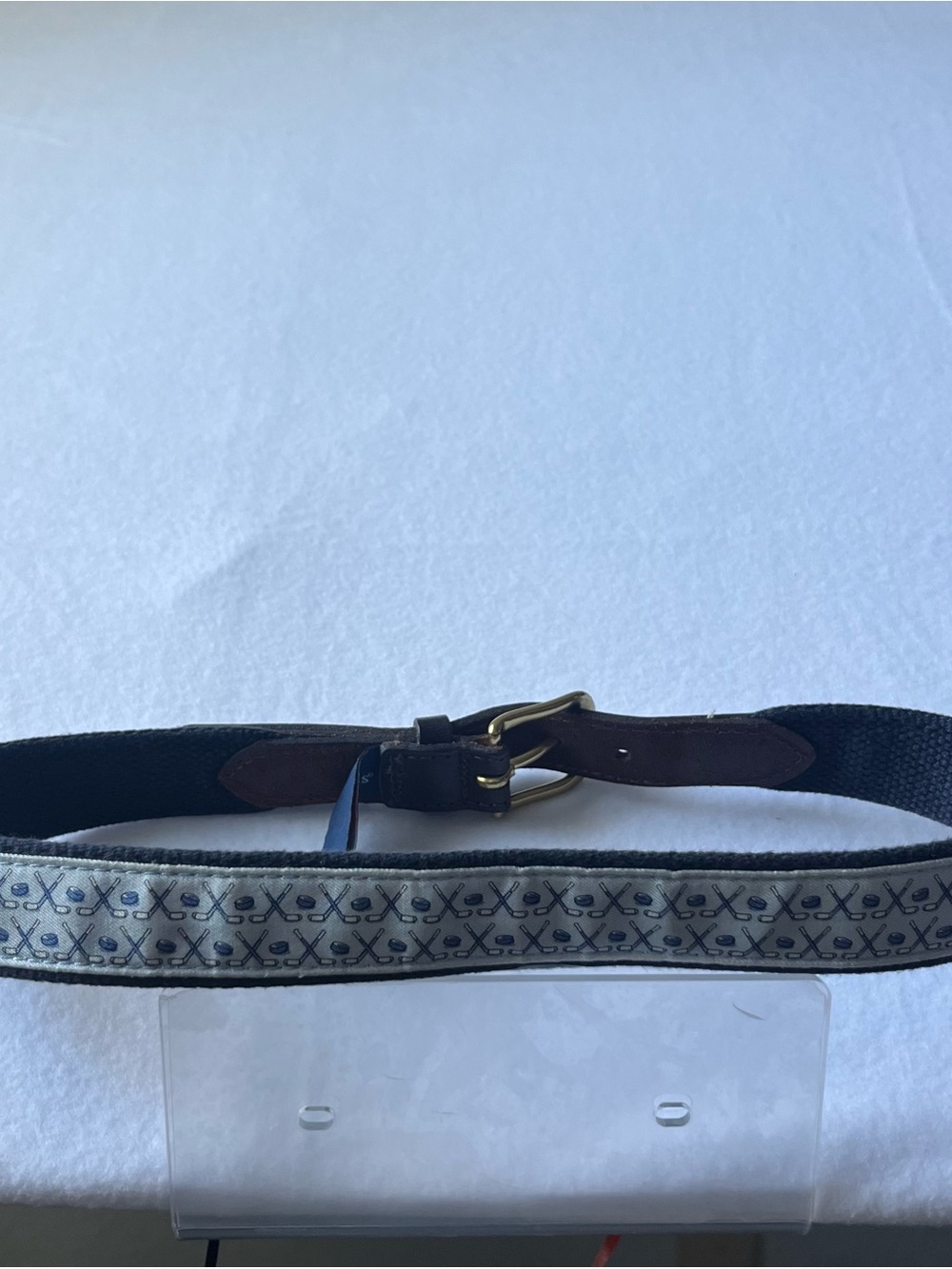 Vineyard Vines Navy and Cream Hockey Stick Webbing Belt Boys size 28